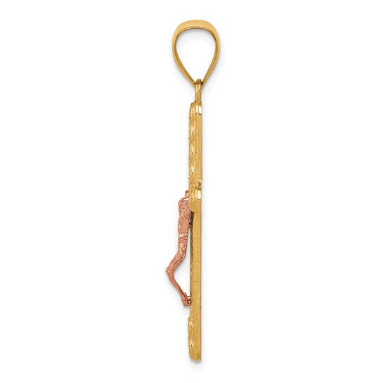 10kt Two-tone CZ Crucifix Pendant