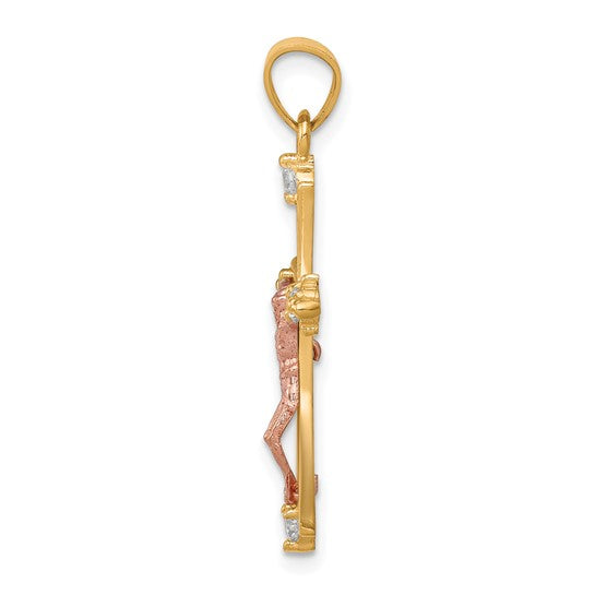10kt Two-tone CZ Crucifix Pendant