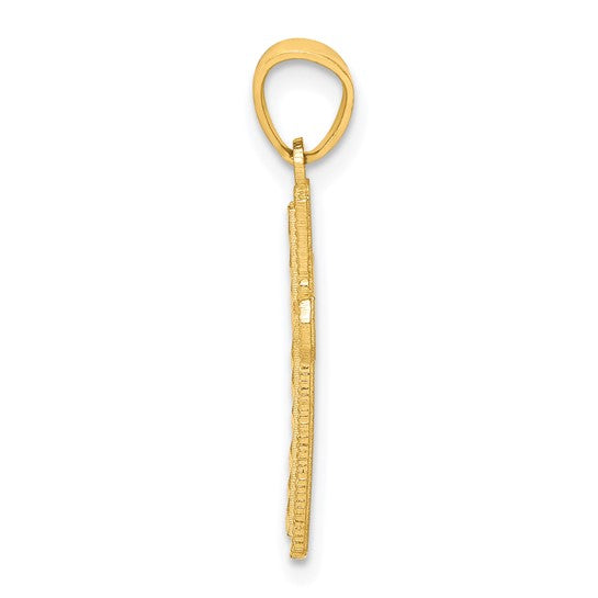 10kt Yellow Gold Diamond-Cut Cross Pendant