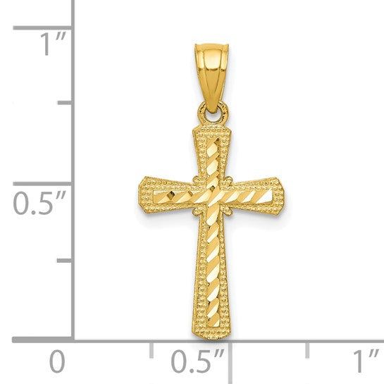10kt Yellow Gold Diamond-Cut Cross Pendant
