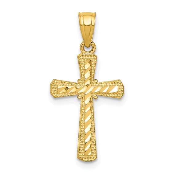10kt Yellow Gold Diamond-Cut Cross Pendant