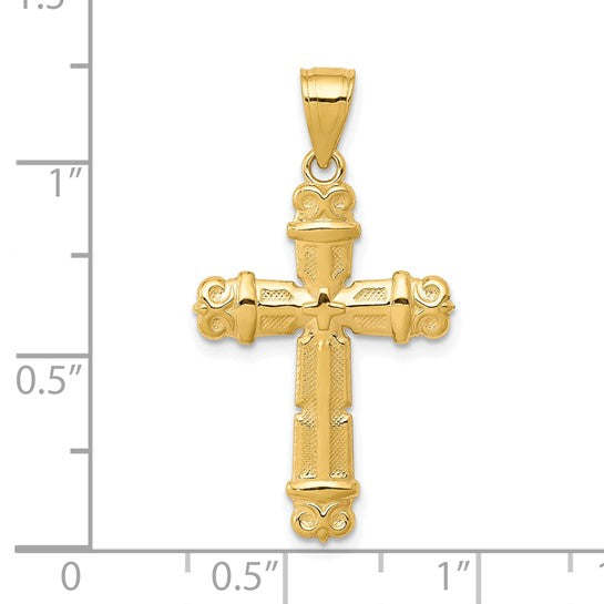 10kt Yellow Gold Fleur de Lis Cross Pendant