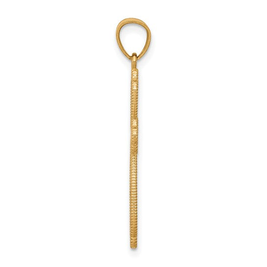 10kt Yellow Gold w/ Rhodium Diamond-Cut Cross Pendant