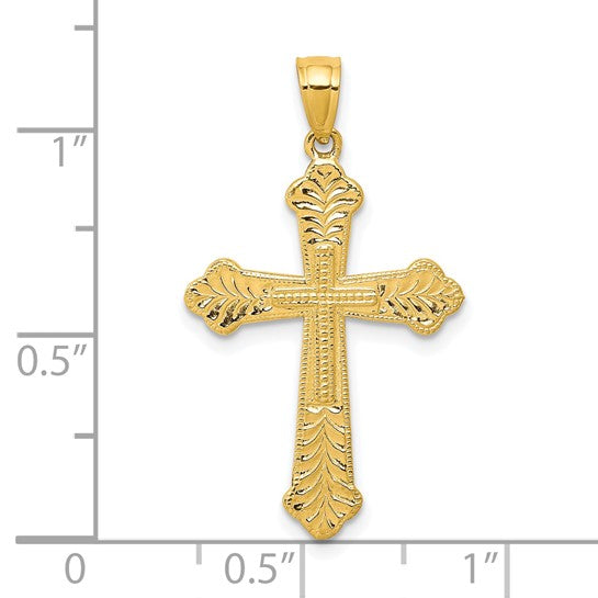 10kt Yellow Gold Budded Cross Pendant