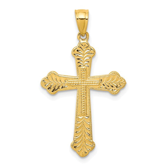 10kt Yellow Gold Budded Cross Pendant
