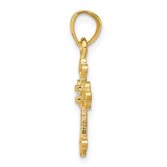 10kt Yellow Gold Small CZ Cross Pendant