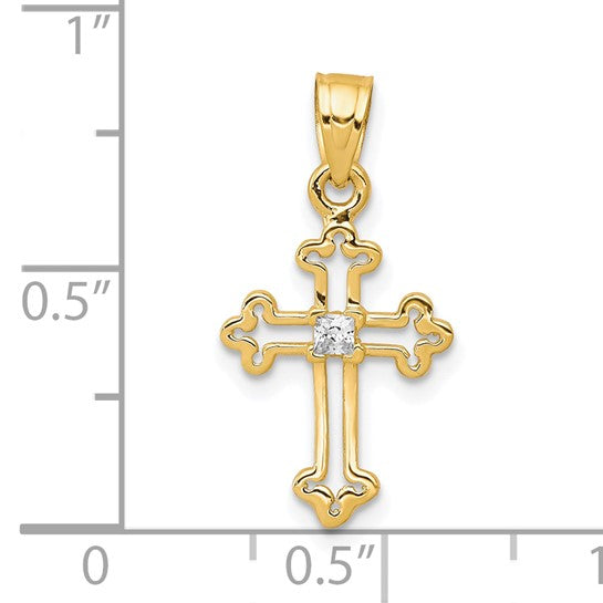 10kt Yellow Gold Small CZ Cross Pendant