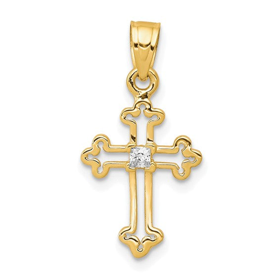 10kt Yellow Gold Small CZ Cross Pendant
