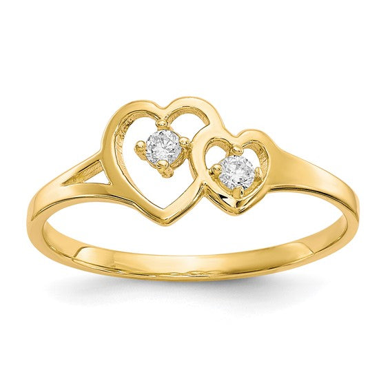 10kt Yellow Gold Double Heart CZ Ring