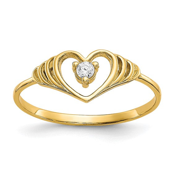 10kt Yellow Gold CZ Heart Ring