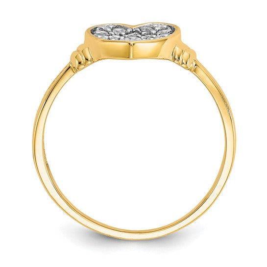 10kt Yellow Gold w/Rhodium CZ Heart Ring