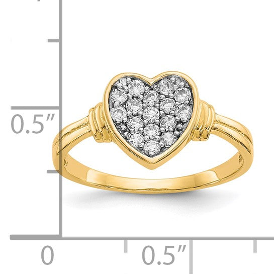 10kt Yellow Gold w/Rhodium CZ Heart Ring