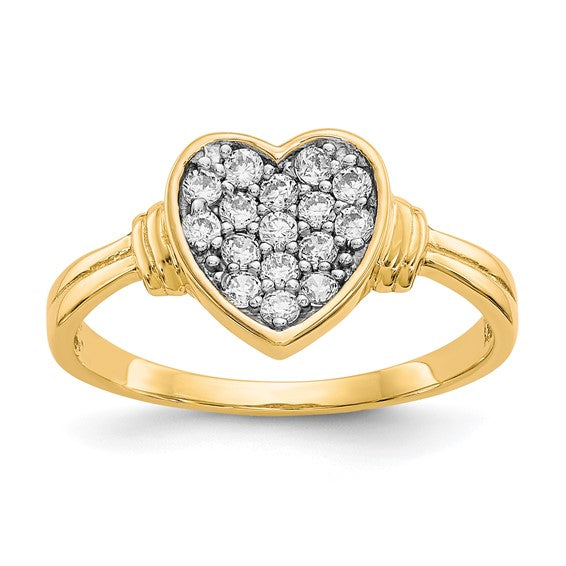 10kt Yellow Gold w/Rhodium CZ Heart Ring