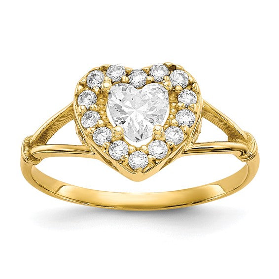 10kt Yellow Gold CZ Heart Ring