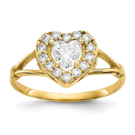 10kt Yellow Gold CZ Heart Ring