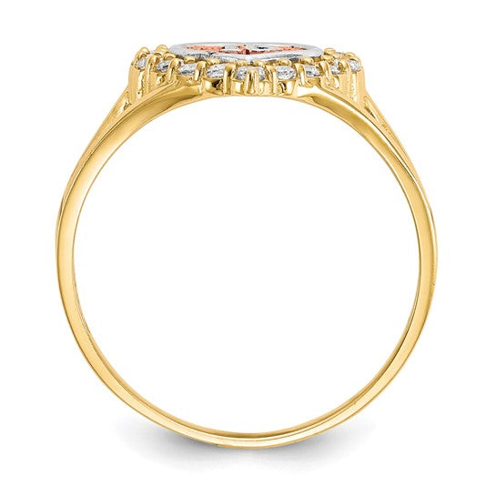 10kt Two-tone with White Rhodium Sweet 15 CZ Heart Ring