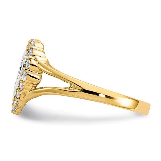 10kt Two-tone with White Rhodium Sweet 15 CZ Heart Ring