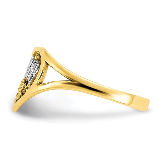 10KT Yellow Gold w/Rhodium Mommy Heart Ring