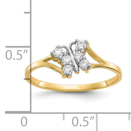 10kt Yellow Gold w/Rhodium CZ Butterfly Ring