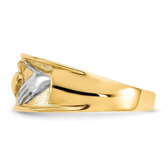 10kt Two Tone  Rhodium Men's Claddagh Ring