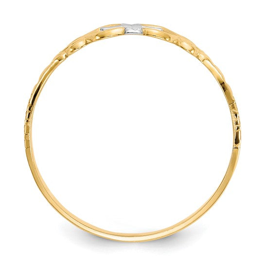 10kt Yellow Gold & Rhodium Polished Cross Ring