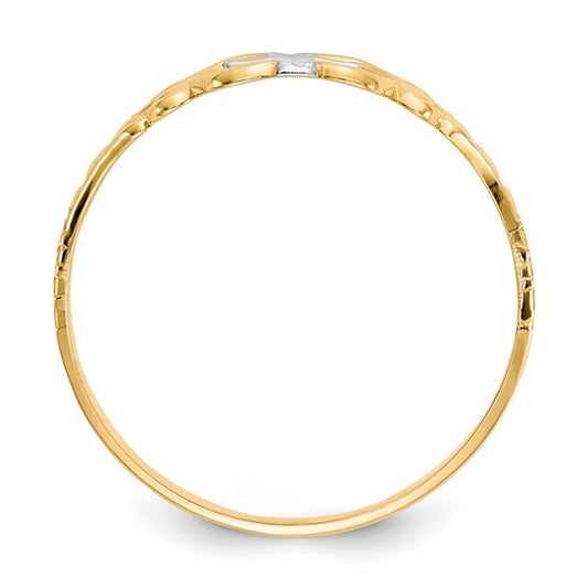 10kt Yellow Gold & Rhodium Polished Cross Ring