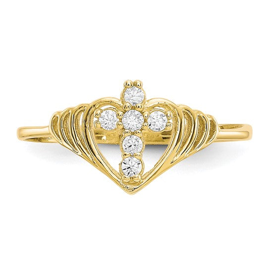10kt Yellow Gold CZ Cross Ring