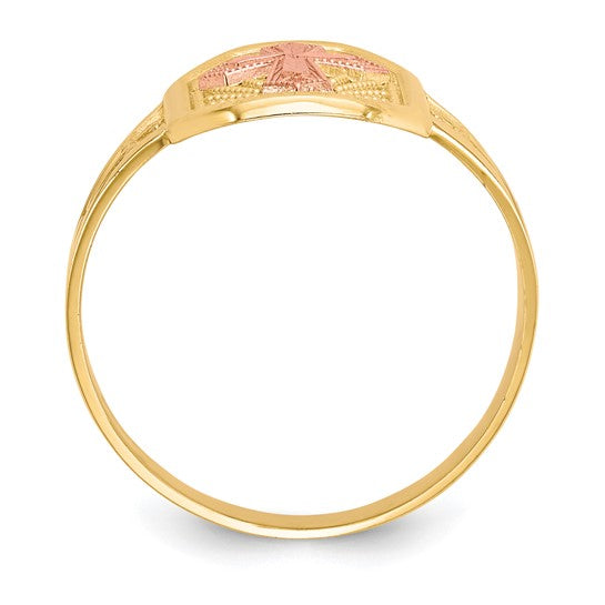 10kt Yellow Gold Two-tone Filigree Cross Ring
