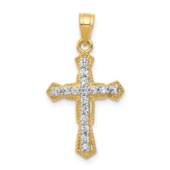 10kt Yellow Gold CZ Cross Pendant