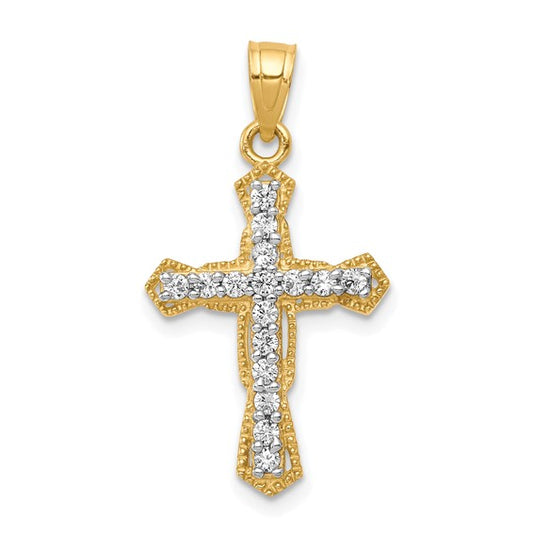 10kt Yellow Gold CZ Cross Pendant