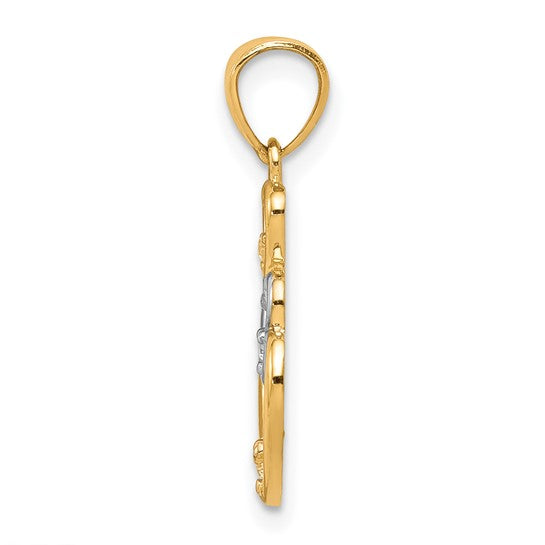 10KT Two Tone w/Rhodium CZ 3-Heart Pendant