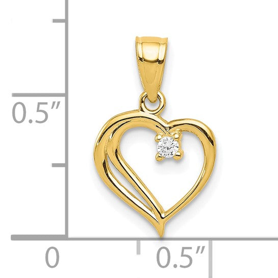 10kt Yellow Gold CZ Heart Pendant