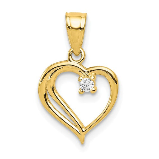 10kt Yellow Gold CZ Heart Pendant