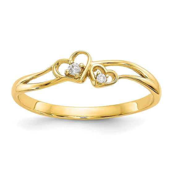 10kt Yellow Gold CZ Double Heart Ring