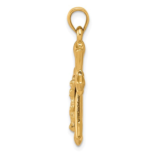10kt Yellow Gold Reversible Crucifix /Cross Pendant