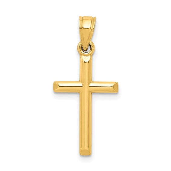 10kt Yellow Gold Polished Hollow Cross Pendant