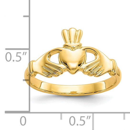 10kt Yellow Gold Polished Claddagh Ring