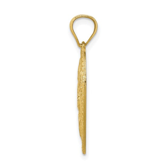 10kt Yellow Gold Diamond-Cut I LOVE YOU Heart Charm