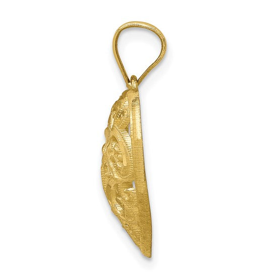 10kt Yellow Gold Diamond-cut Filigree Heart Charm