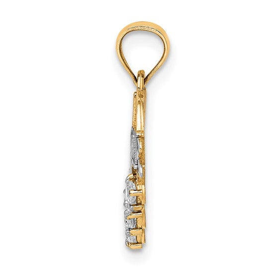 10KT Two Tone W/Rhodium CZ  #1 GRANDMA In Heart Pendant