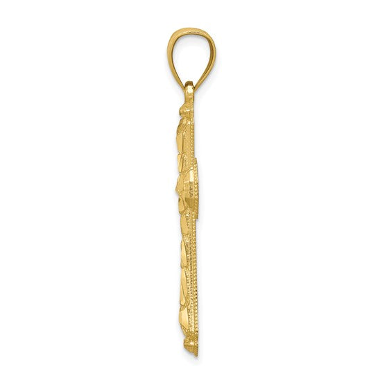 10kt Yellow Gold Diamond-cut Cross Pendant