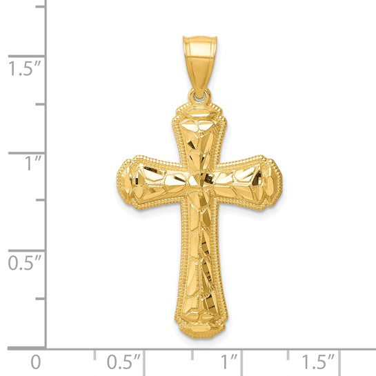 10kt Yellow Gold Diamond-cut Cross Pendant