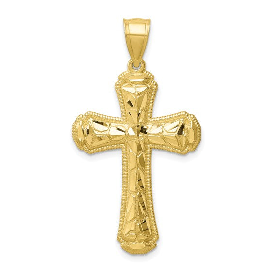 10kt Yellow Gold Diamond-cut Cross Pendant