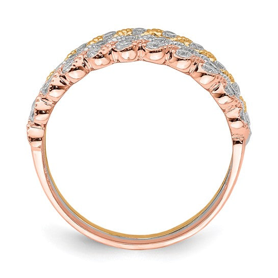 10kt Tri-color Set of Three Stackable CZ Rings