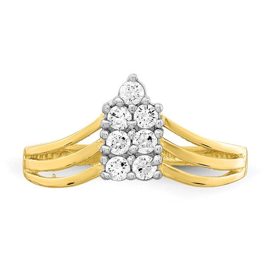 10KT Yellow Gold CZ 3-Line Ring