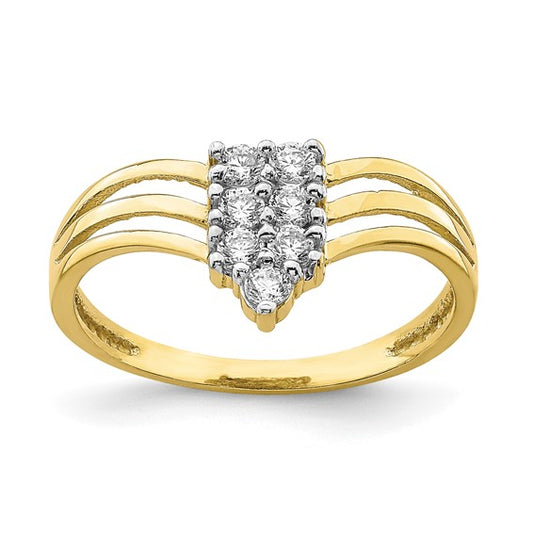 10KT Yellow Gold CZ 3-Line Ring