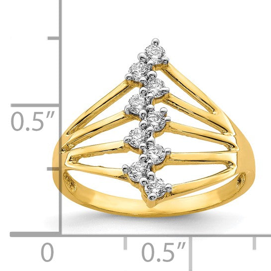 10KT Yellow Gold CZ 9-Stone Ring