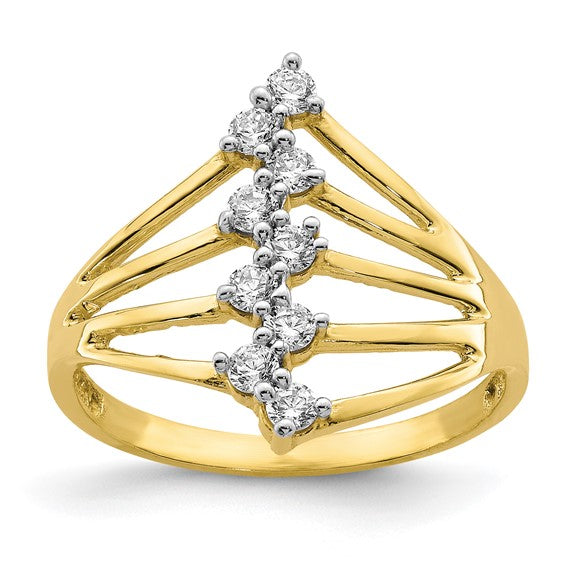 10KT Yellow Gold CZ 9-Stone Ring
