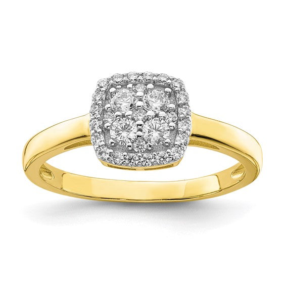 10KT Yellow Gold Square CZ Fancy Ring