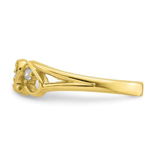 10kt Yellow Gold CZ 3-Heart Child's Ring